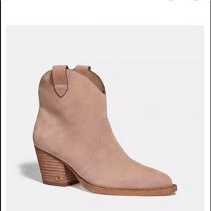 COACH Paige Pale Pink Suede Western Boots sz.7 NIB